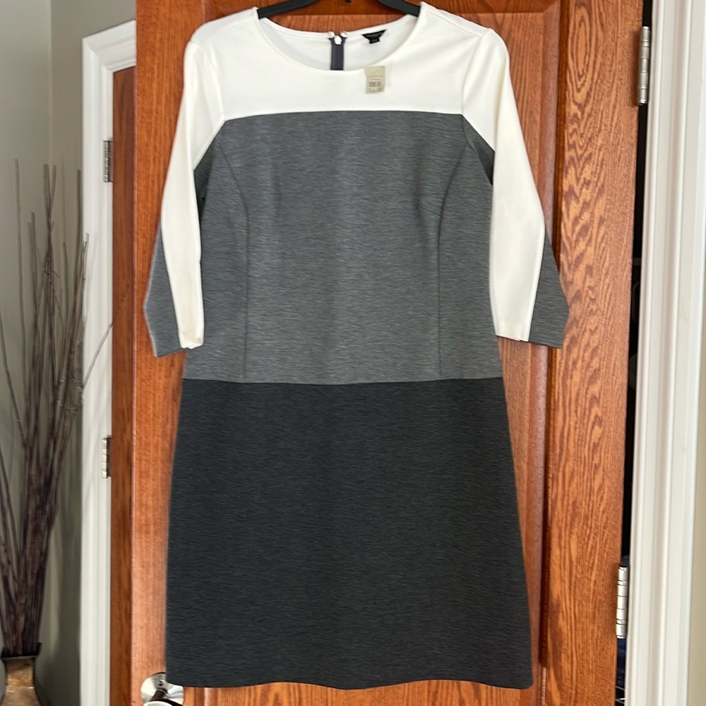 Ladies Ann Taylor dress size 14 new with tags. Cream/dark gray/ medium gray